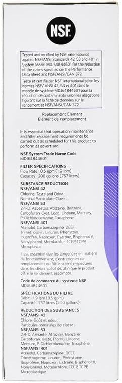 LG LT1000P - 6 Month / 200 Gallon Capacity Replacement Refrigerator Water Filter (NSF42, NSF53, and NSF401) ADQ74793501, ADQ75795105, AGF80300704, or AGF80300705 White