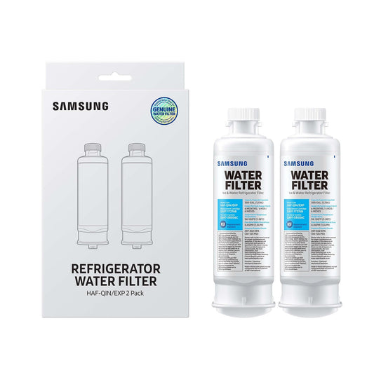SAMSUNG Genuine Filter for Refrigerator Water and Ice, Carbon Block Filtration, Reduces 99% of Harmful Contaminants for Clean, Clear Drinking Water, 6-Month Life, HAF-QIN/EXP, 1 Pack