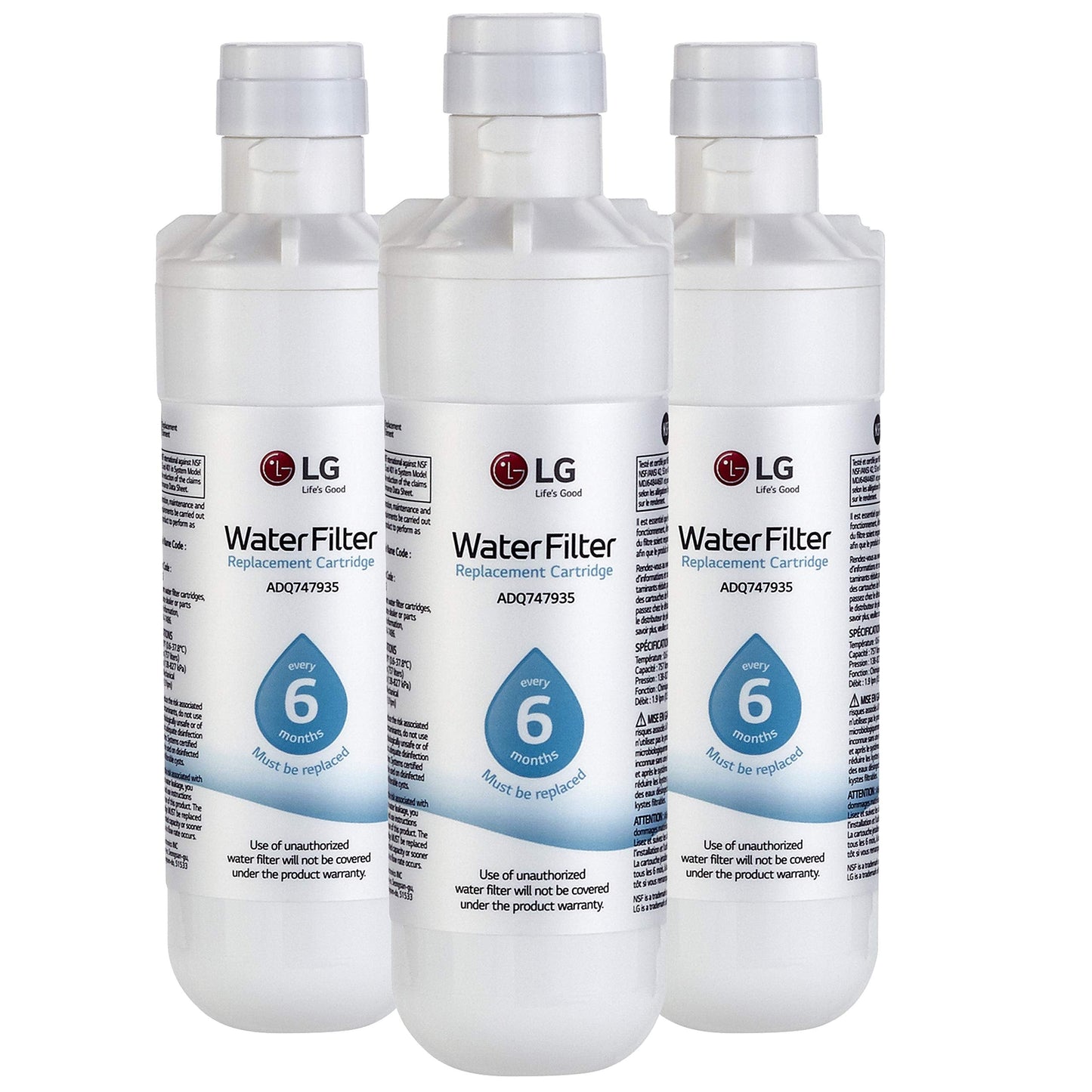 LG LT1000P - 6 Month / 200 Gallon Capacity Replacement Refrigerator Water Filter (NSF42, NSF53, and NSF401) ADQ74793501, ADQ75795105, AGF80300704, or AGF80300705 White